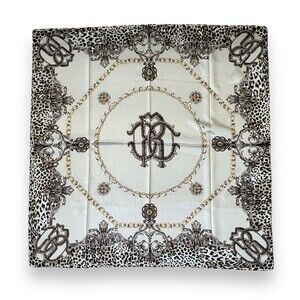 Beige And Leopard Print Scarf 35" x 35'' Women Scarve